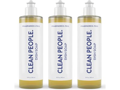 Clean People Liquid Dish Soap, Fragrance Free, 12 fl oz/355 mL, 3 Pack