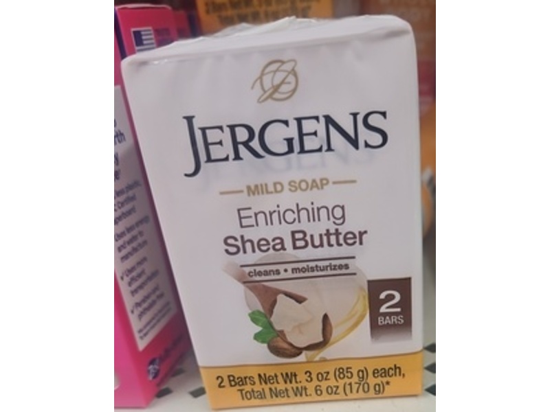 Jergens Mild Soap, Shea Butter, 3 oz/85 g, Pack Of 2