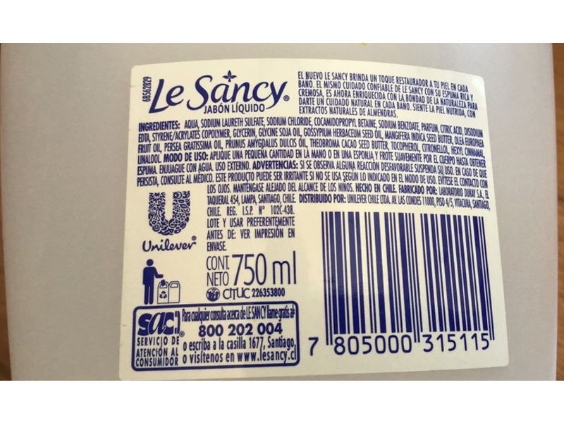 Le Sancy Creamy Liquid Soap, Almond Oil, 750 mL