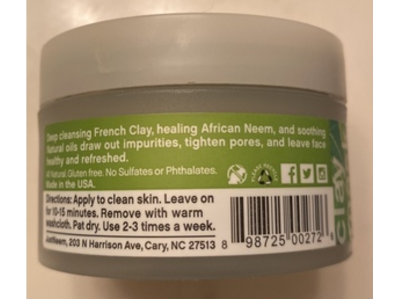 Just Neem Purifying Facial Treatment Clay Mask, 3.4 oz/96.4 g