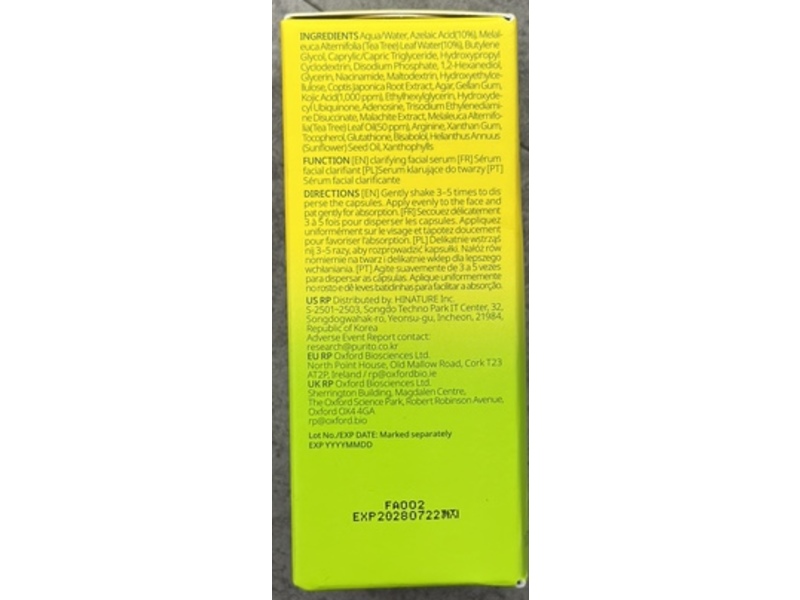 Purito Clarifying Facial Serum, Azelaic 10% Kojic Tea Tree, 1.01 fl oz/30 mL