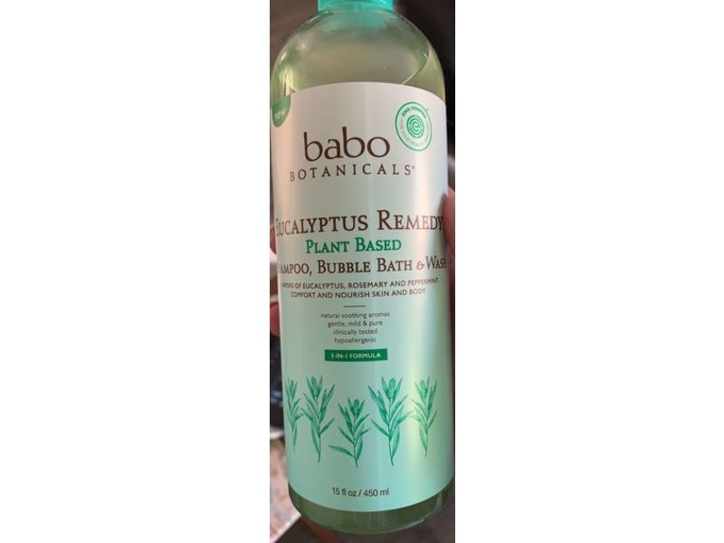 Babo Botanicals Eucalyptus Remedy Plant Based Shampoo, Bubble Bath & Wash, Hypoallergenic, 15 fl oz/450 mL