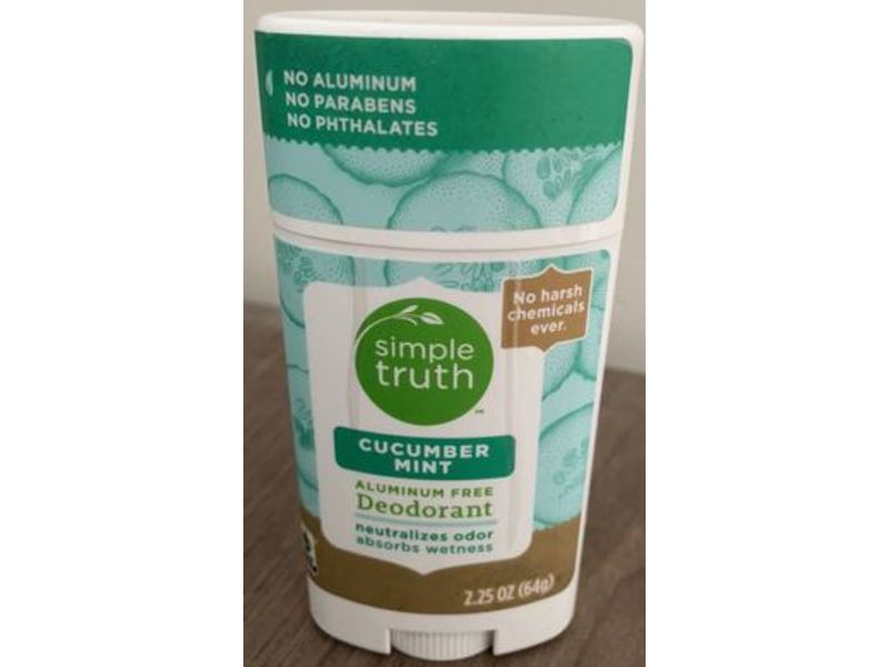 Simple Truth Aluminum Free Deodorant, Cucumber Mint, 2.25 oz/64 g