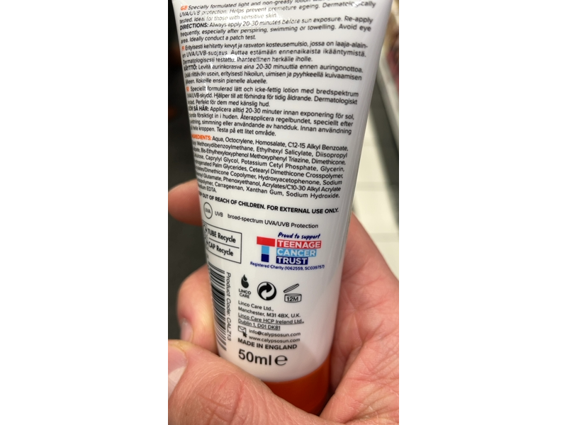 Calypso Sensitive Skin Face Sun Lotion, SPF 50+, 50 mL