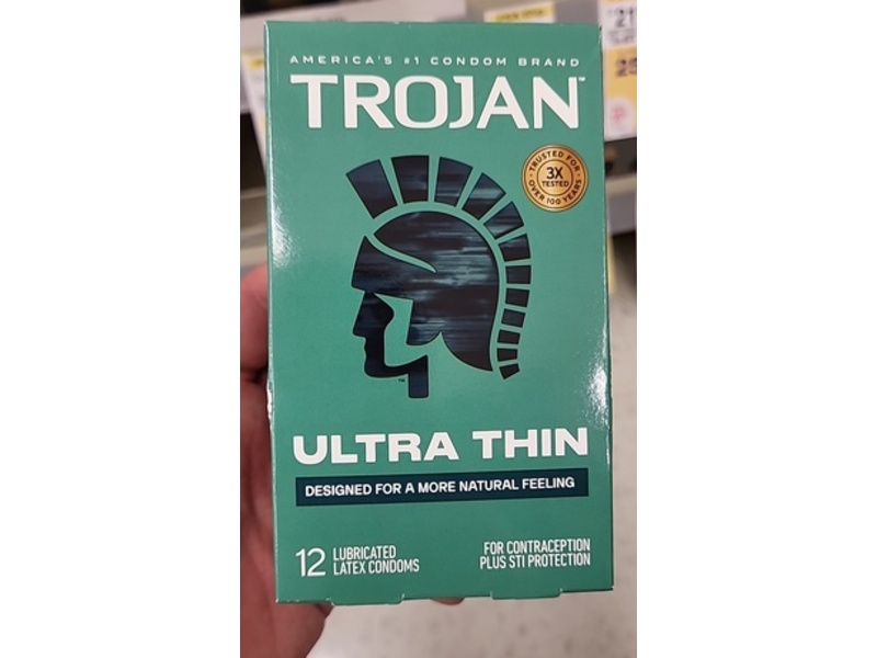 Trojan Ultra Thin Latex Lubricated Condoms, 12 Count