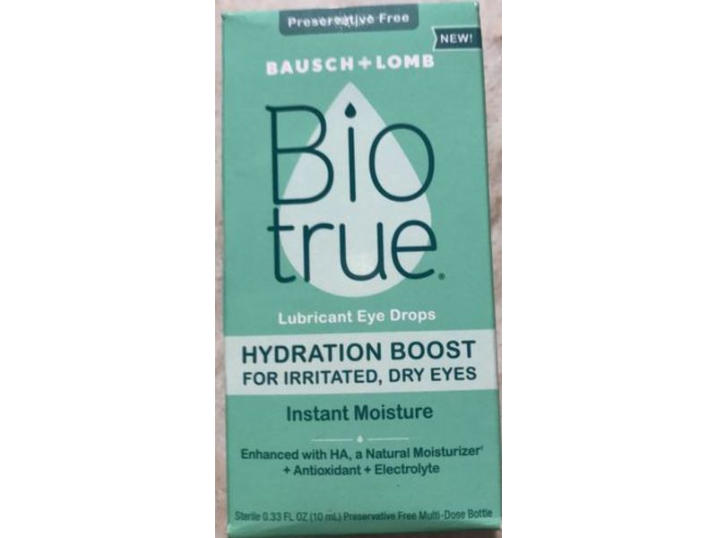 Bausch & Lomb Bio True Lubricant Eye Drops, Hydration Boost, 0.33 fl oz/10 mL