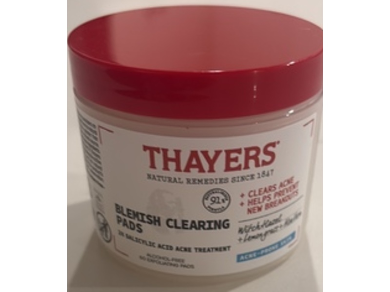 Thayers Blemish Clearing Pads, 2% Salicylic Acid, Witch Hazel + Lemongrass + Aloe Vera, 60 Count