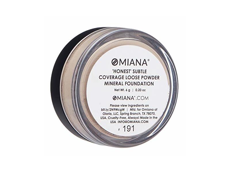 Omiana Subtle-Coverage Loose Powder Mineral Foundation, Honest, 0.20 oz/6 g