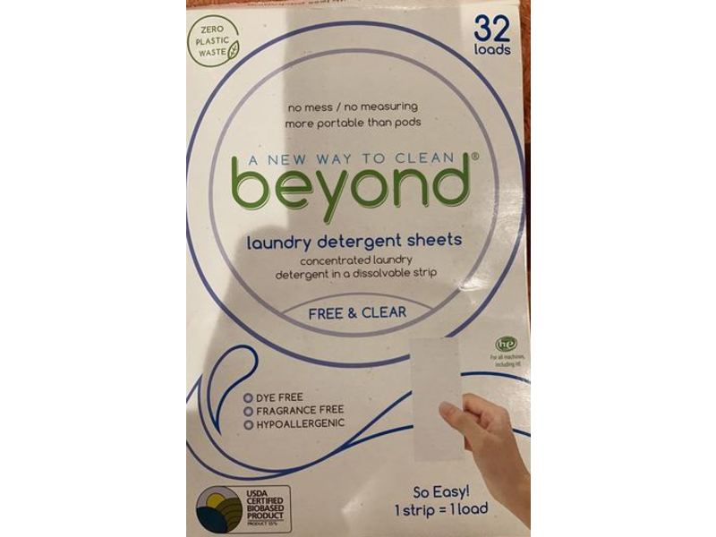 Beyond Laundry Detergent Sheets, Free & Clear, 32 Loads