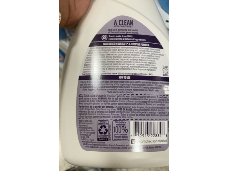 Seventh Generation Fabric Softener, Fresh Lavender, 32 Loads, 32 fl oz/946 mL