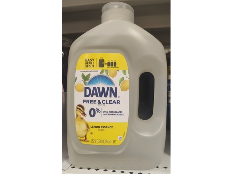 Dawn Free & Clear Dishwashing Liquid, Lemon Essence Scent, 51.5 fl oz/1.52 L