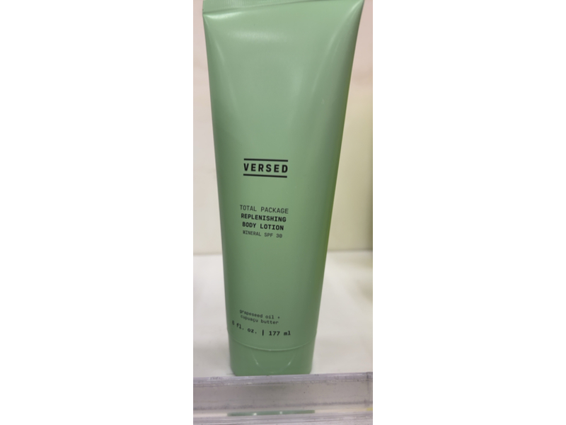 Versed Total Package Replenishing Body Lotion, SPF 30, Grapeseed Oil + Cupuaco Butter, 6 fl oz/177 mL
