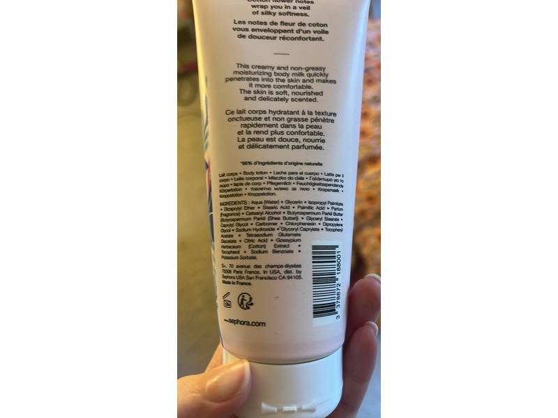 Sephora Moisturizing Body Lotion, Cotton Flower, 6.76 fl oz/200 mL