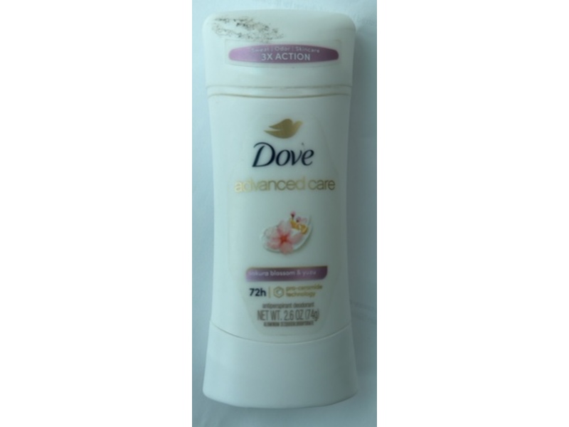 Dove Advanced Care Antiperspirant Deodorant, Sakura Blossom & Yuzu, 2.6 oz/74 g, Pack Of 4
