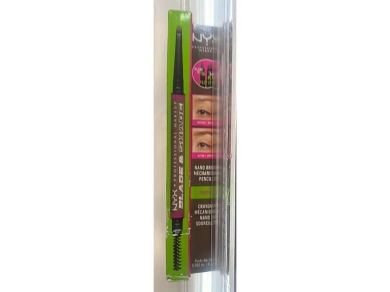 Nyx Prfessional Makeup Blade & Shade, Nano Mechanical Eyebrow Pencil, Taupe, 0.002 oz/0.06 g