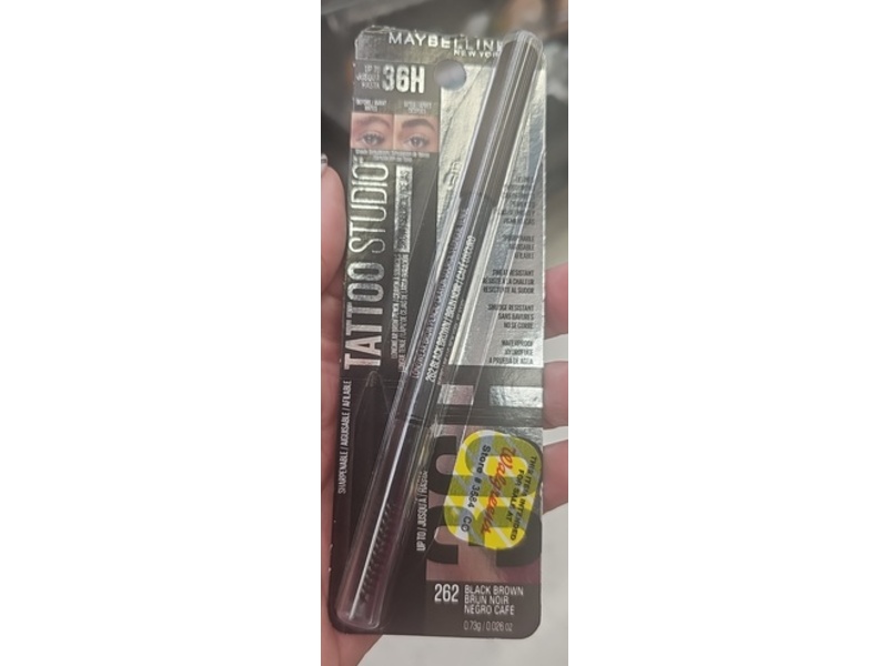 Maybelline Tattoo Studio Brow Pencil, 262 Black Brown, 0.026 oz/0.73 g