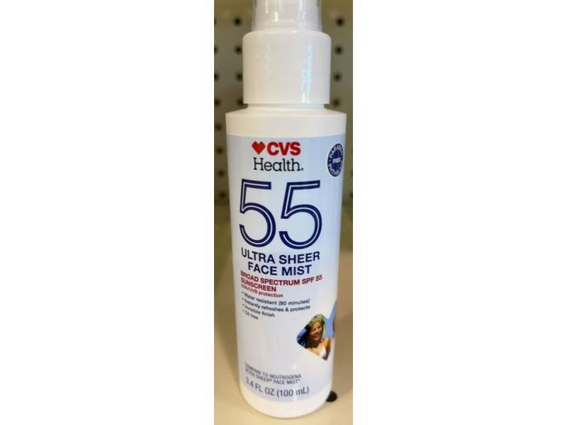 Cvs Health Ultra Sheer Face Mist, SPF 55, 3.4 fl oz/100 mL