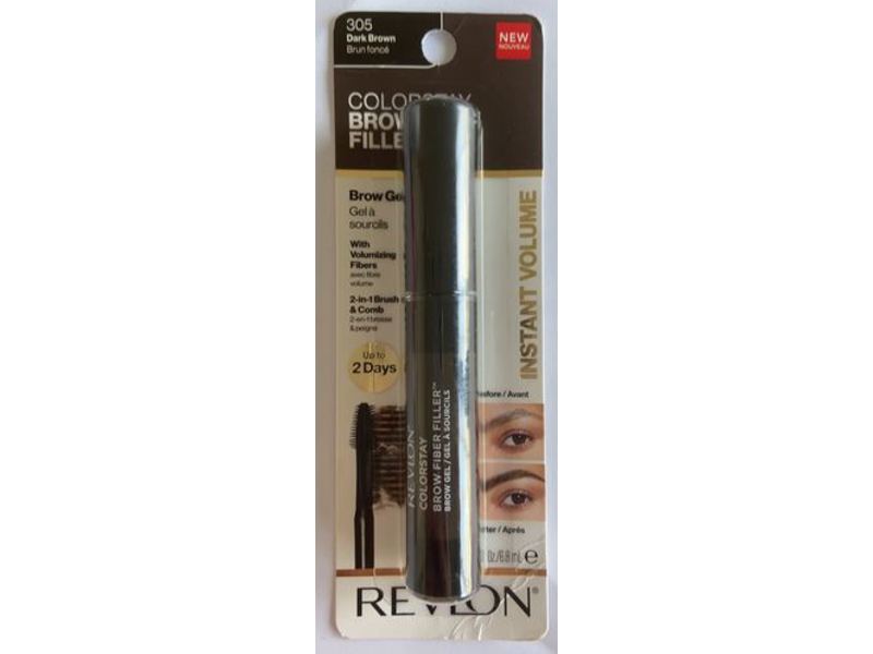 Revlon Colorstay Brow Fiber Filler Eyebrow Gel, 305 Dark Brown, 0.23 fl oz