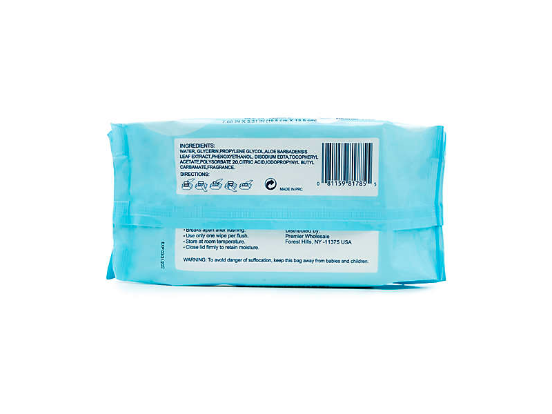 Premier Wholesale Flushable Moist Wipes With Natural, Aloe & Vitamin E, 70 Count