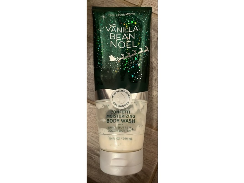 Bath & Body Works Vanilla Bean Noel Confetti Moisturizing Body Wash, Shea Butter + Cocoa Butter, 10 fl oz/296 mL