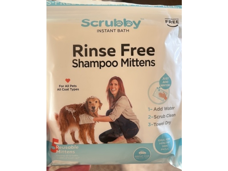 Scrubby Instant Bath Rinse Free Shampoo Mittens, 5 count