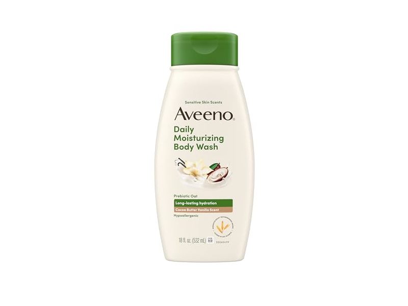 Aveeno Daily Moisturizing Body Wash, Cocoa Butter Vanilla Scent, 18 fl oz/532 mL