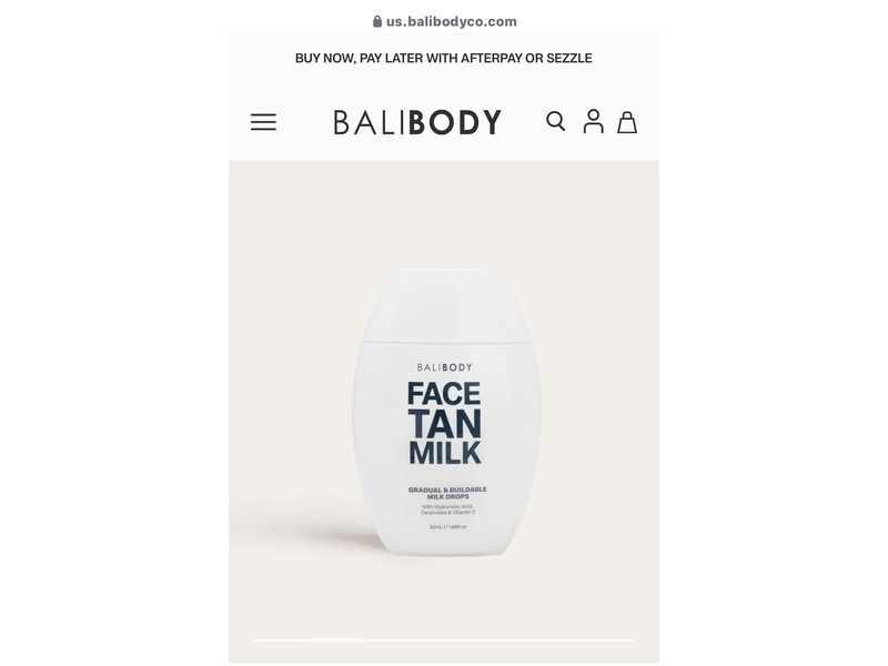 Bali Body Face Tan Milk, Hyaluronic Acid, Ceramides & Vitamin C, 1.69 oz/50 mL