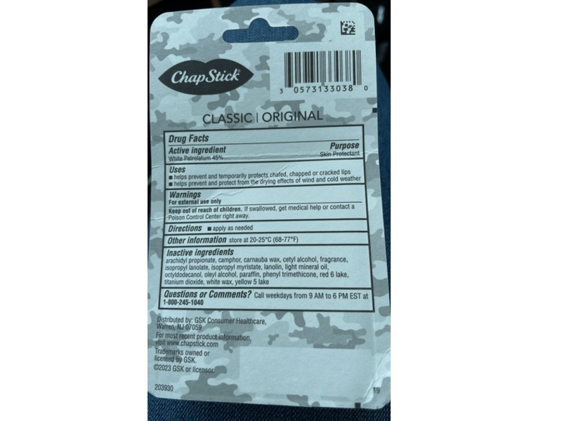 Chapstick Skin Protectant, Classic Original Flavor, 0.15 oz/4 g, Pack Of 3