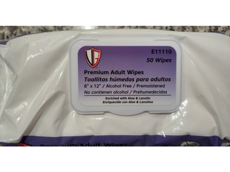 VGuard Premium Adult Wipes, Aloe & Lanolin, 50 Count