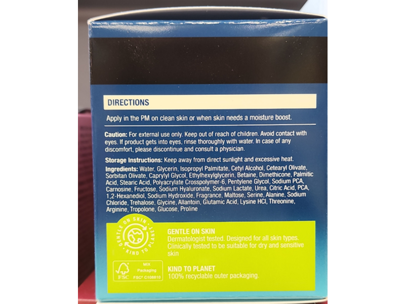 Neutrogena Hydro Boost Night Cream, Hyaluronic Acid, 50 g