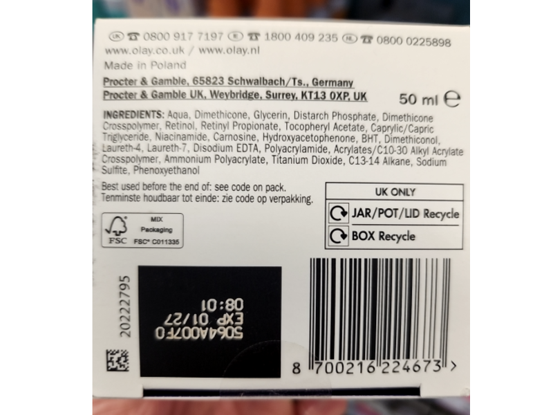 Olay Retinol 24 Hydrate Night Renew, 50 mL