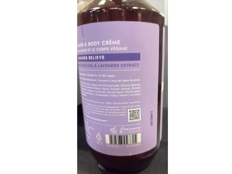 Voesh Hand & Body Creme, Lavender Relieve, 28 fl oz/829 mL