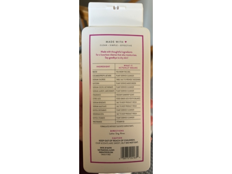 Native Nourishing Body Wash, Holiday Gumdrop, 18 fl oz/532 mL