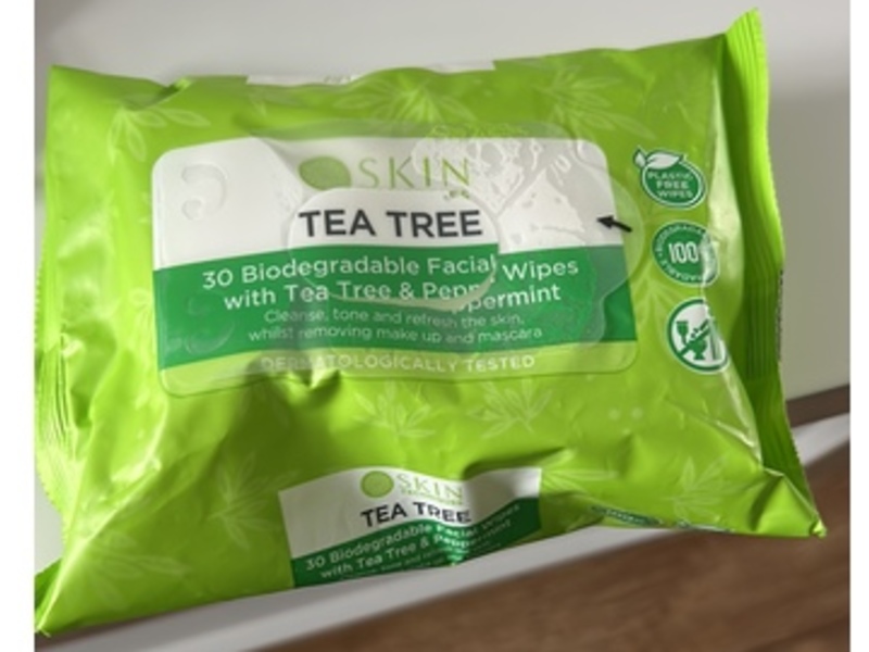 Skin Techniquies Biodegradable Facial Wipes, Tea Tree & Peppermint, 30 Count