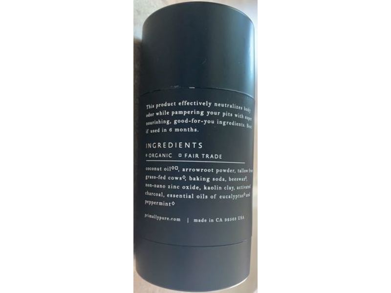 Primally Pure Deodorant, Charcoal, 1.7 oz