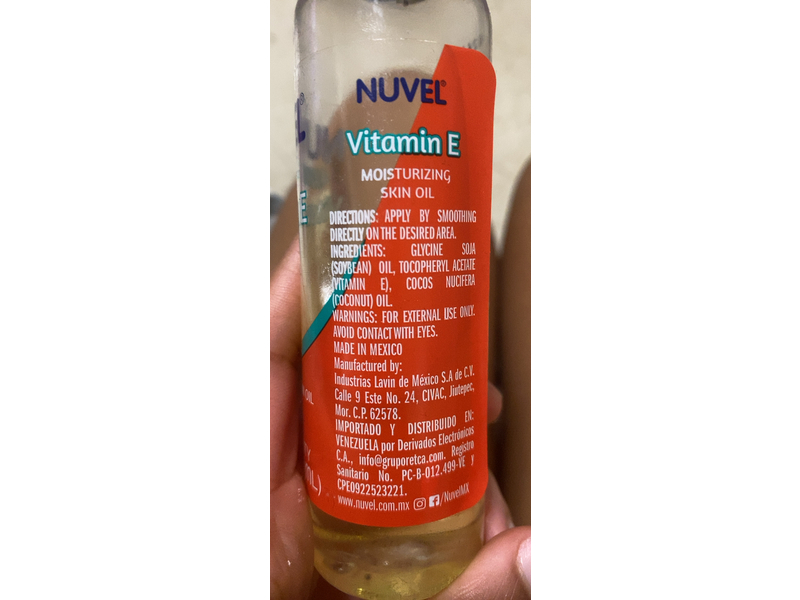 Nuvel Vitamin E Moisturizing Skin Oil, Coconut Oil, 4 fl oz/118 mL