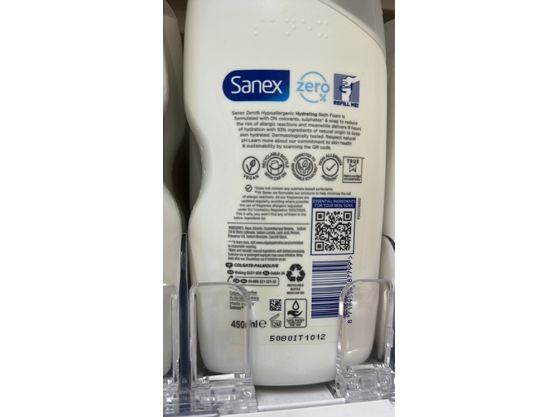 Sanex Zero Relaxing Care Bath Soak, 450 mL