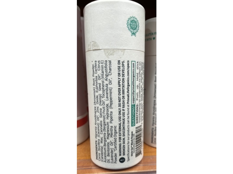 Primal Life Oraganics Stick Up Deodorant, Black Rouge, 3 0z/84 g