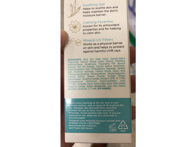 Aveeno Calm+ Restore Nourishing Daily Moisturizer, SPF 30, 50 mL