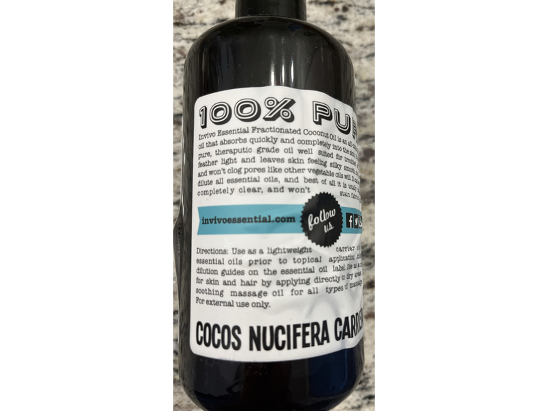 Invivo Essential Therapeutic Grade + All Natural Fractionated Coconut Oil, 16 fl oz/473 mL