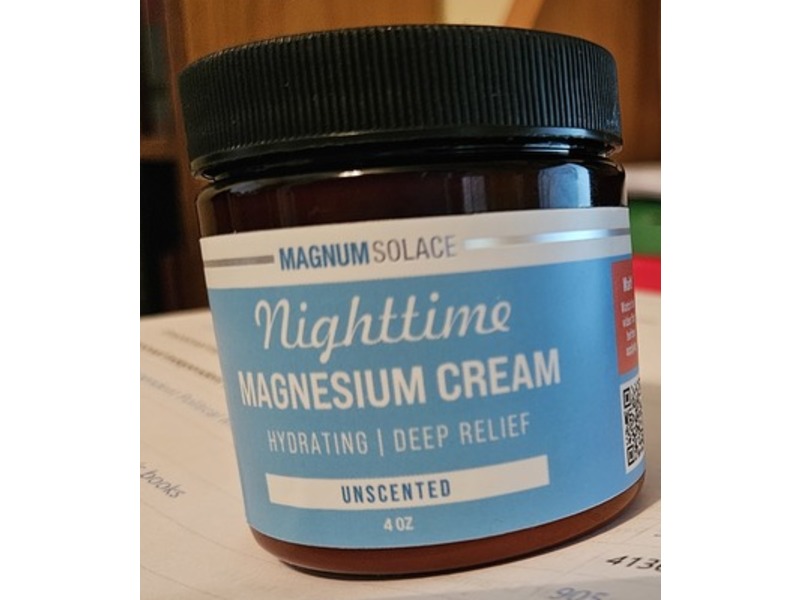 Magnum Solace Nighttime Magnesium Cream, Unscented, 4 oz