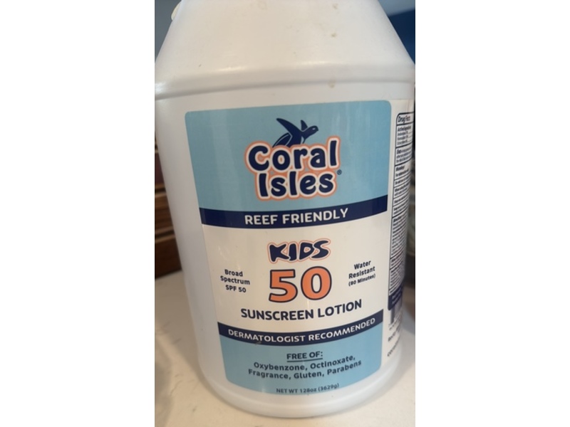 Coral Isles Kids 50 Sunscreen Lotion, Reef Friendly, SPF 50, 128 oz/3629 g