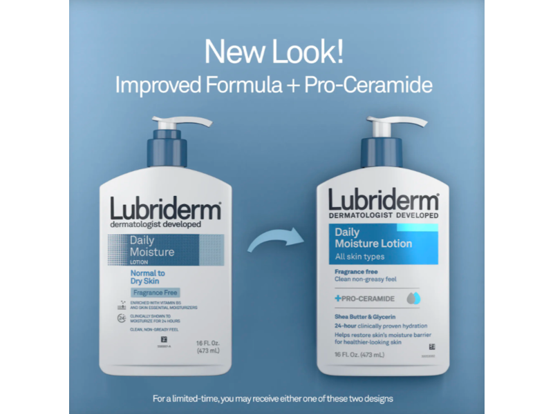 Lubriderm Daily Moisture Lotion, All Skin Types, 16 fl oz (473 mL)