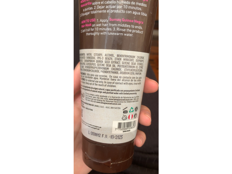 Sumaq Quinua Negra Hair Mask, 8.8 oz/250 g