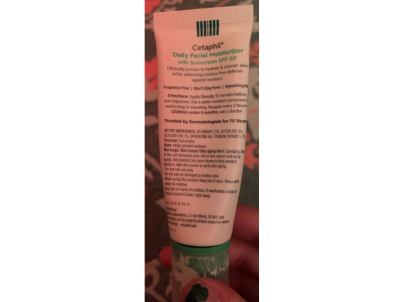 Cetaphil Daily Facial Moisturizer Sunscreen, SPF 50+, 1.7 fl oz/50 mL