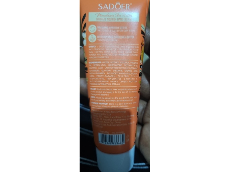 Sadoer Macadamia Hand Cream, Shea Butter, 30 g