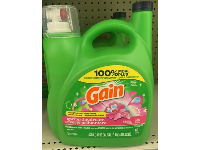 Gain Liquid Laundry Detergent, Spring Daydream, 100 Loads, 144 fl oz/4.25 L