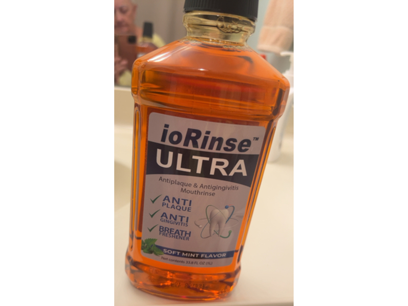 ioRinse Ultra Antiplaque & Antigingivitis Mouthrinse, Soft Mint Flavor, 33.8 fl oz/1 L