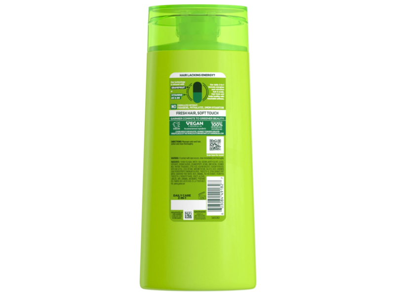 Garnier Fructis Daily Care 2 In 1 Energizing Shampoo & Conditioner, Vitamins B3 & B6 + Grapefruit, 22 fl oz/650 mL, 2 Pack