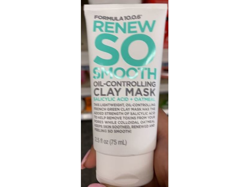 Formula 10.0.6 Renew So Smooth Oil-Controlling Clay Mask, Salicylic Acid + Oatmeal, 2.5 fl oz/75 mL